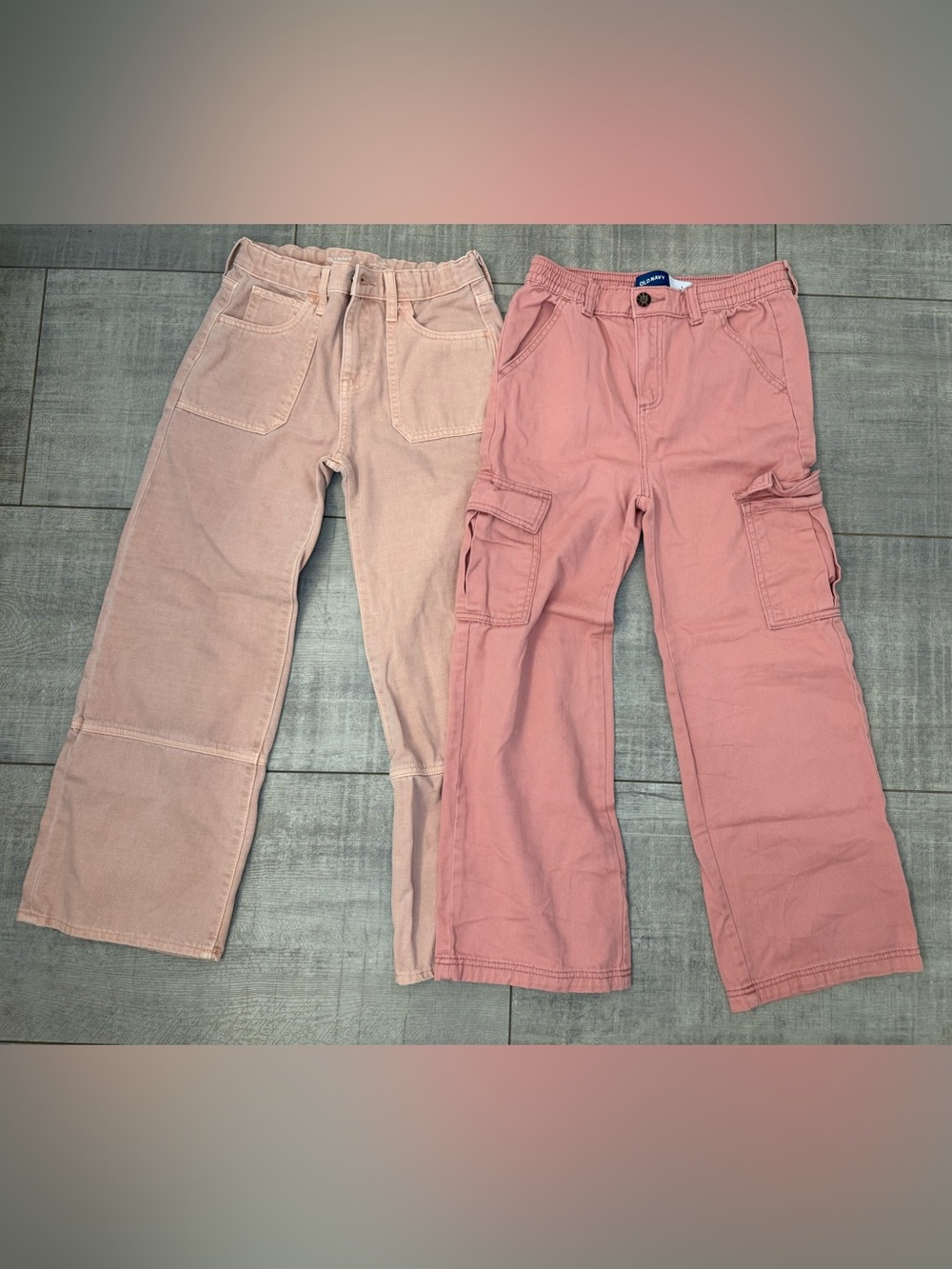 Girls Old Navy Baggy Wide Leg & Cargo Jeans Size 10 / 12 Pink